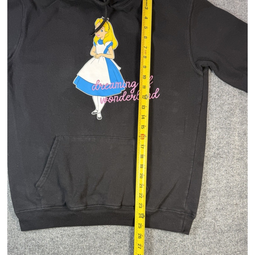 Disney Alice‎ In Wonderland Hoodie Womens Medium Black Stay Curious Pullover - Picture 5 of 7